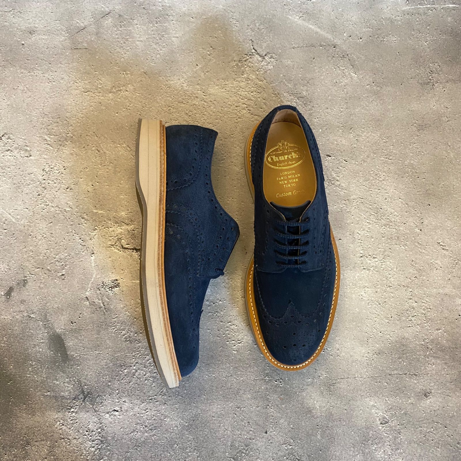 新品 Church's フルブローグダービーシューズ 軽量ラバー 新品 Church's フルブローグダービーシューズ 軽量ラバー