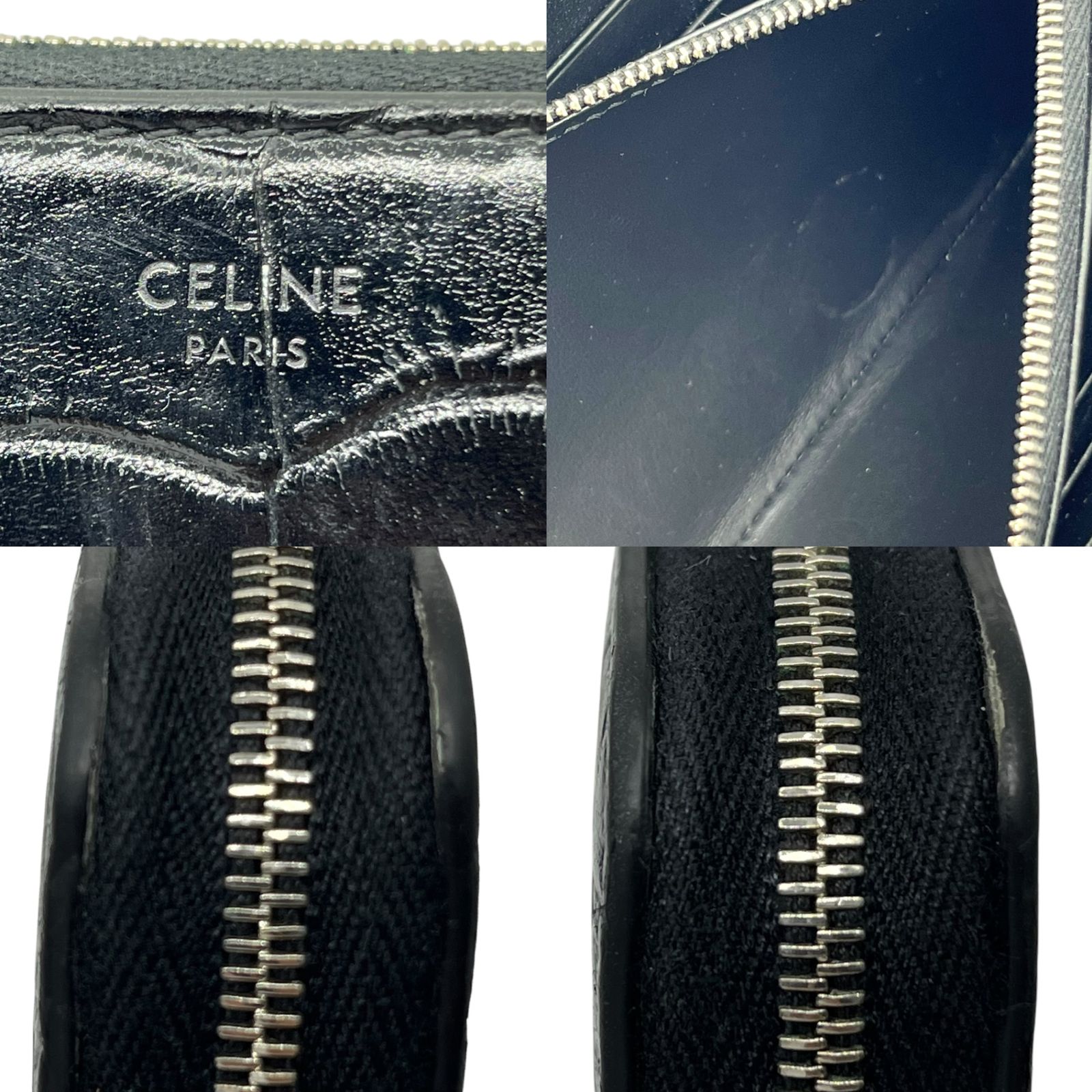 CELINE(セリーヌ) Croco-embossed leather round zip wallet 