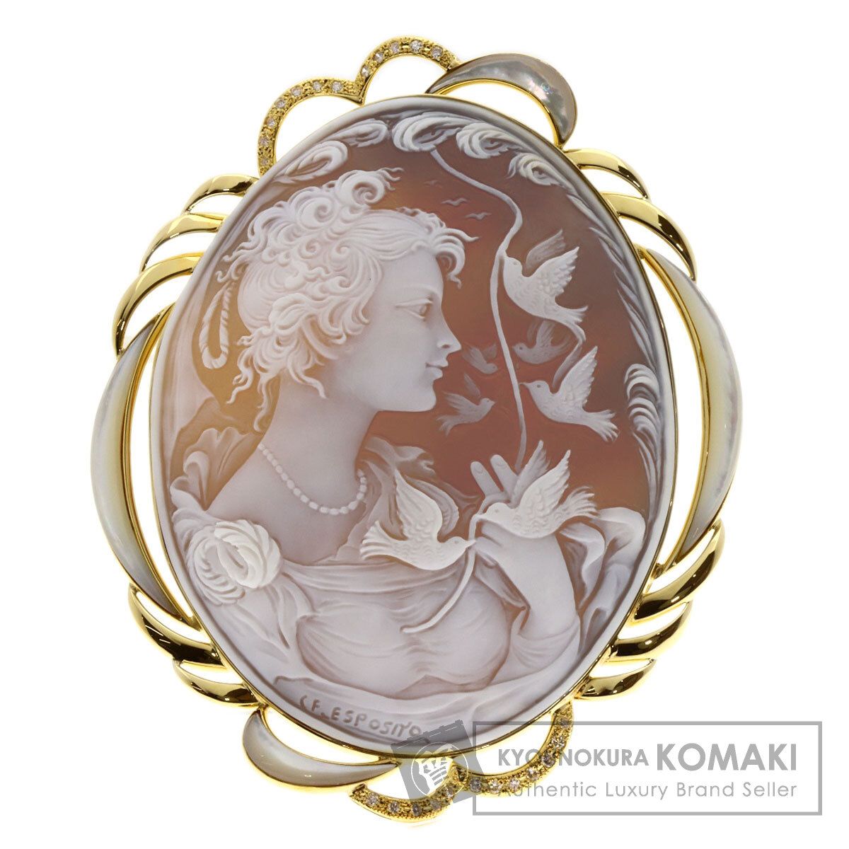 SELECT JEWELRY カメオ ブローチ K18YG 澄み切っ レディース