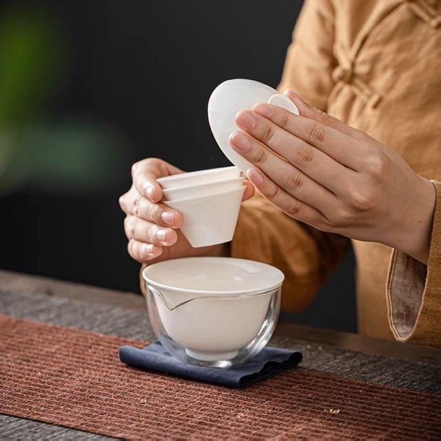 旅行茶具 茶道具 茶道 煎茶 中国茶 台湾茶 茶器 蓋碗 茶杯 公道杯 ケース 4点セット - メルカリ