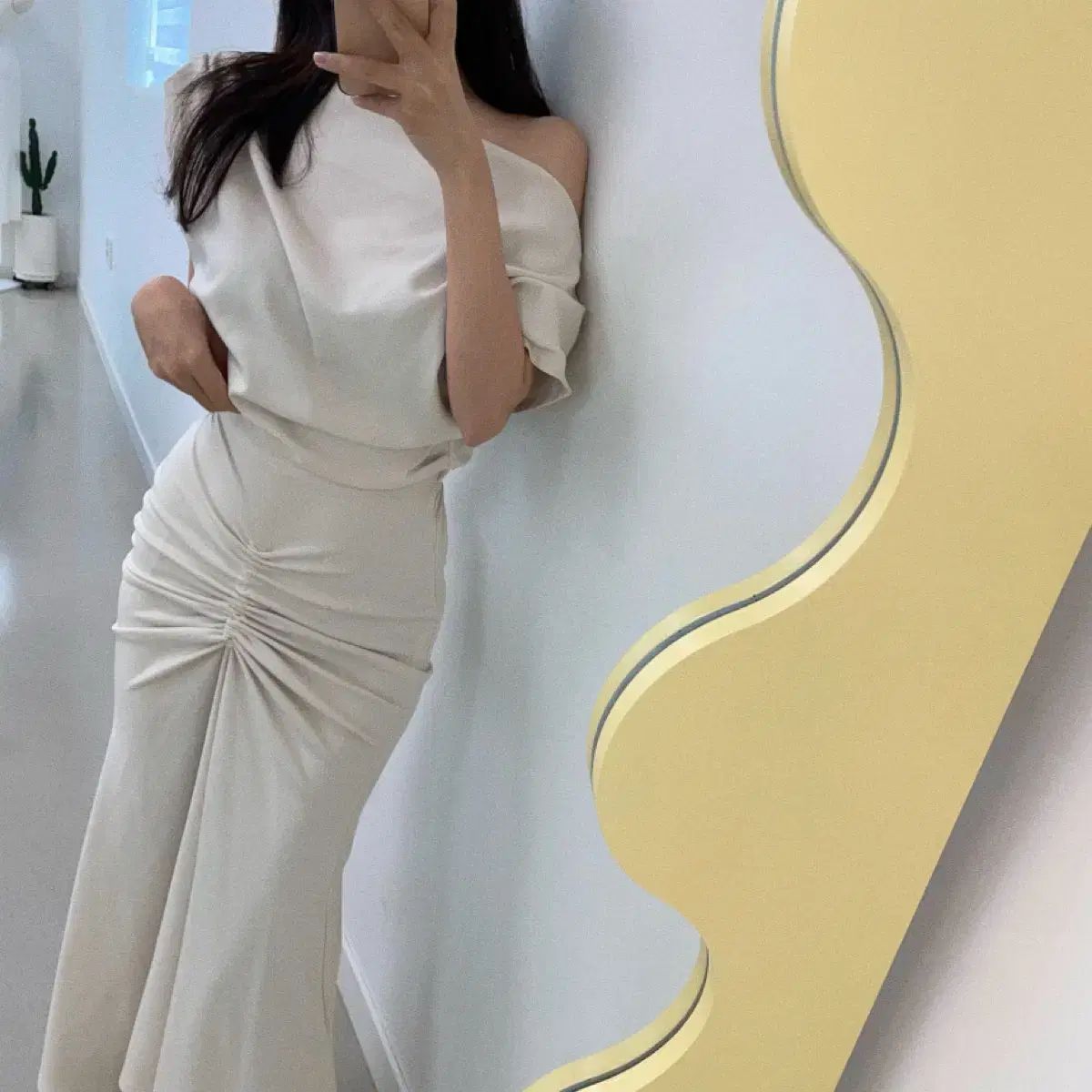 ハーシー ブラウス シャーリング ロング丈スカート セット セットアップ