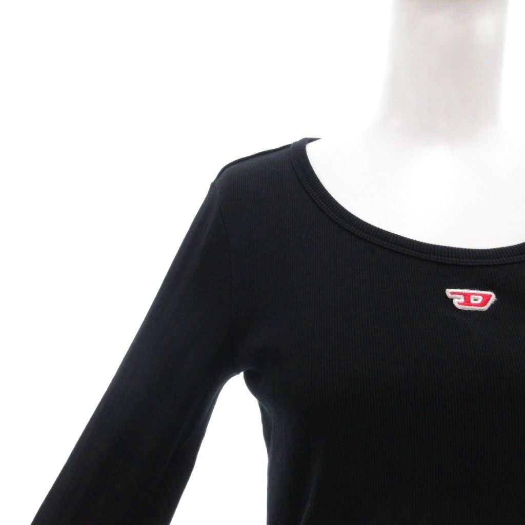  ディーゼル DIESEL Tシャツ カットソー クルーネック ロゴ リブ 長袖 M 黒 ブラック AE GY 40 長袖 Tシャツ カットソー