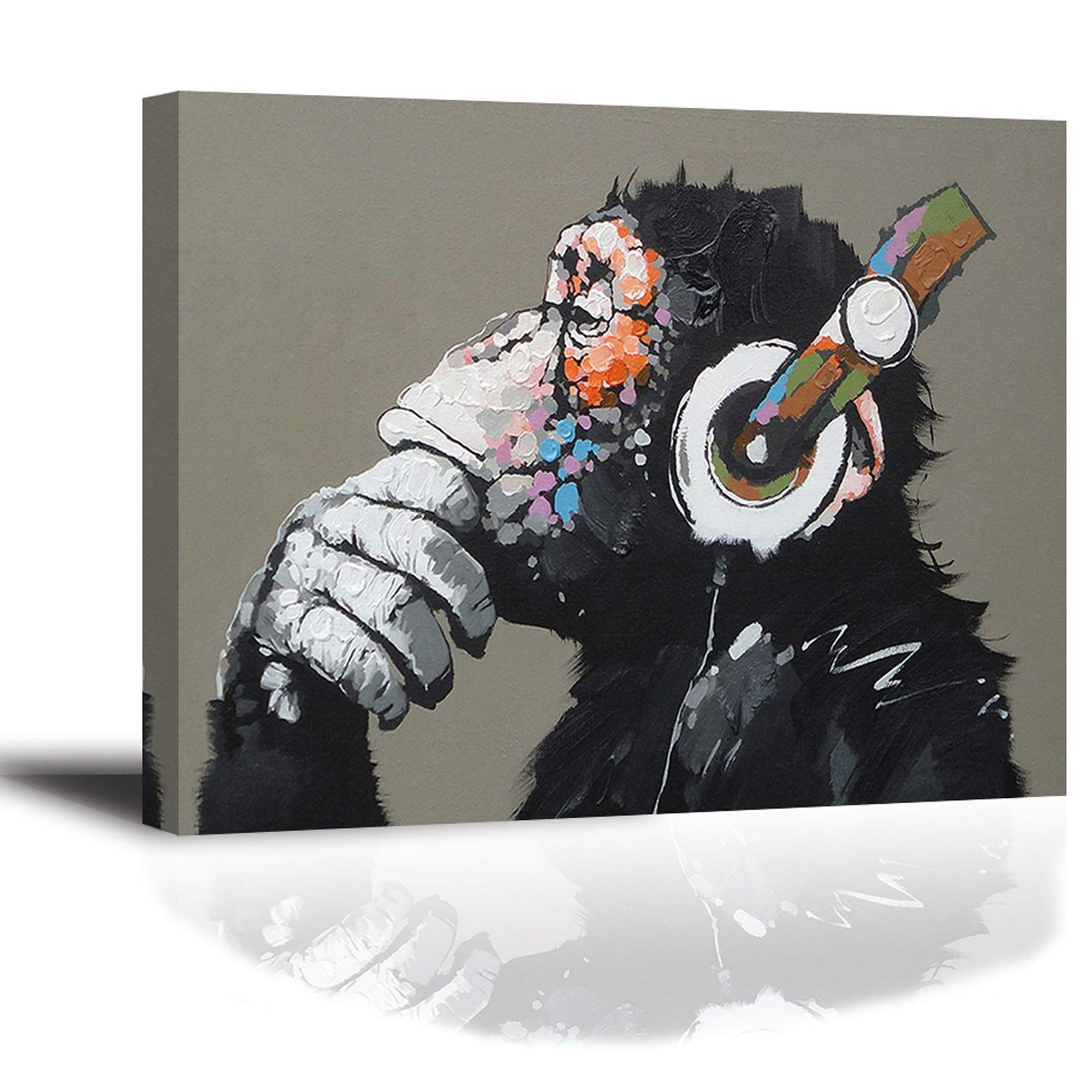 音楽を聴いている猿』キャンバス絵画 バンクシー Banksy 現代の動物装飾画 チンパンジー 落書きPIY PAINTINGアートパネル ウォールアート  フレームポスター 木枠付きの完成品 取り付けやすい壁アート 複製名画 インテリア 新築飾り 壁掛け 玄関 - メルカリ