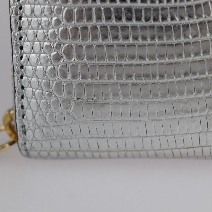 GUCCI グッチ 長財布 456117 リザード シルバー ゴールド金具 GG  