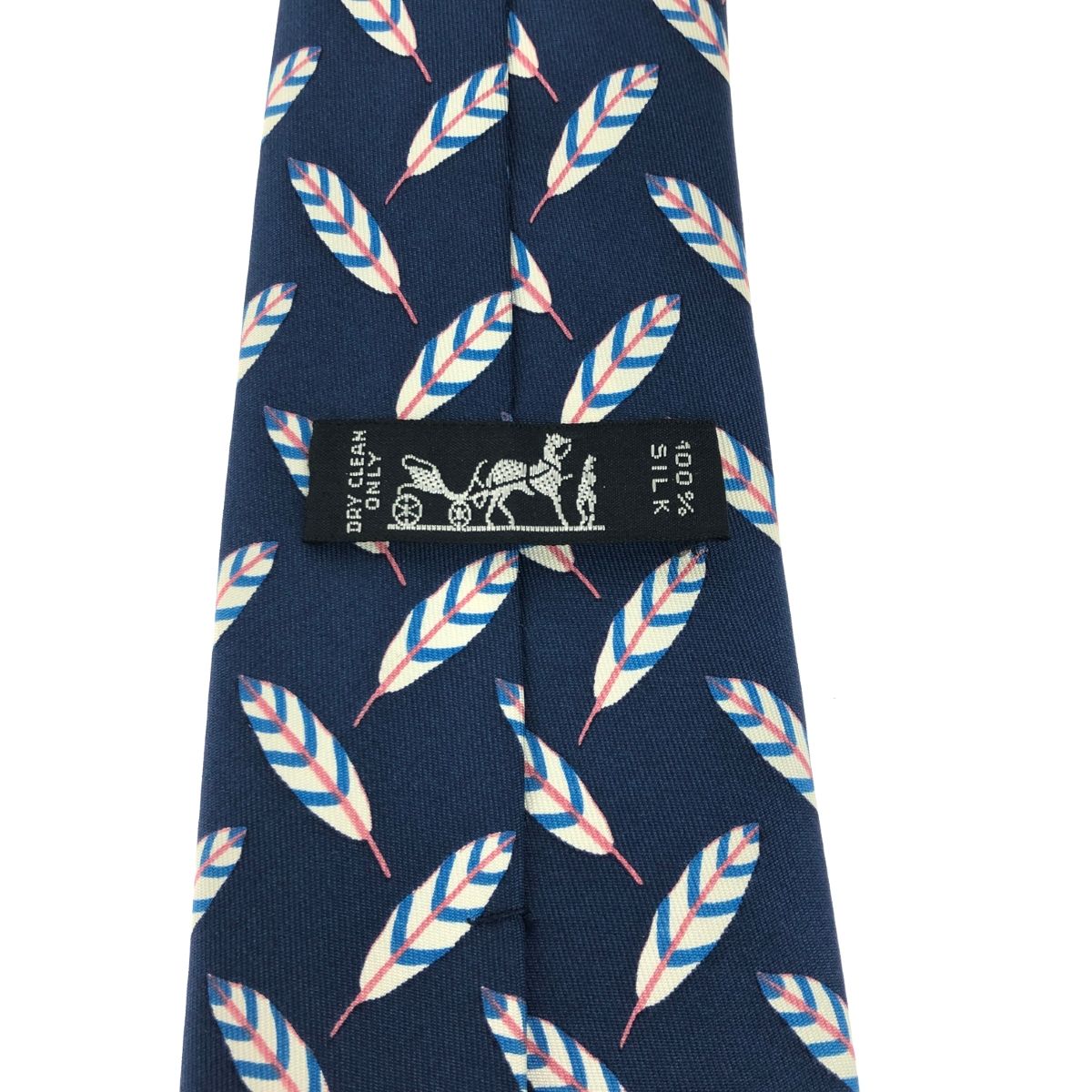HERMES エルメス ネクタイ 鳥の羽/シルク 995 シルク100％ ネイビー