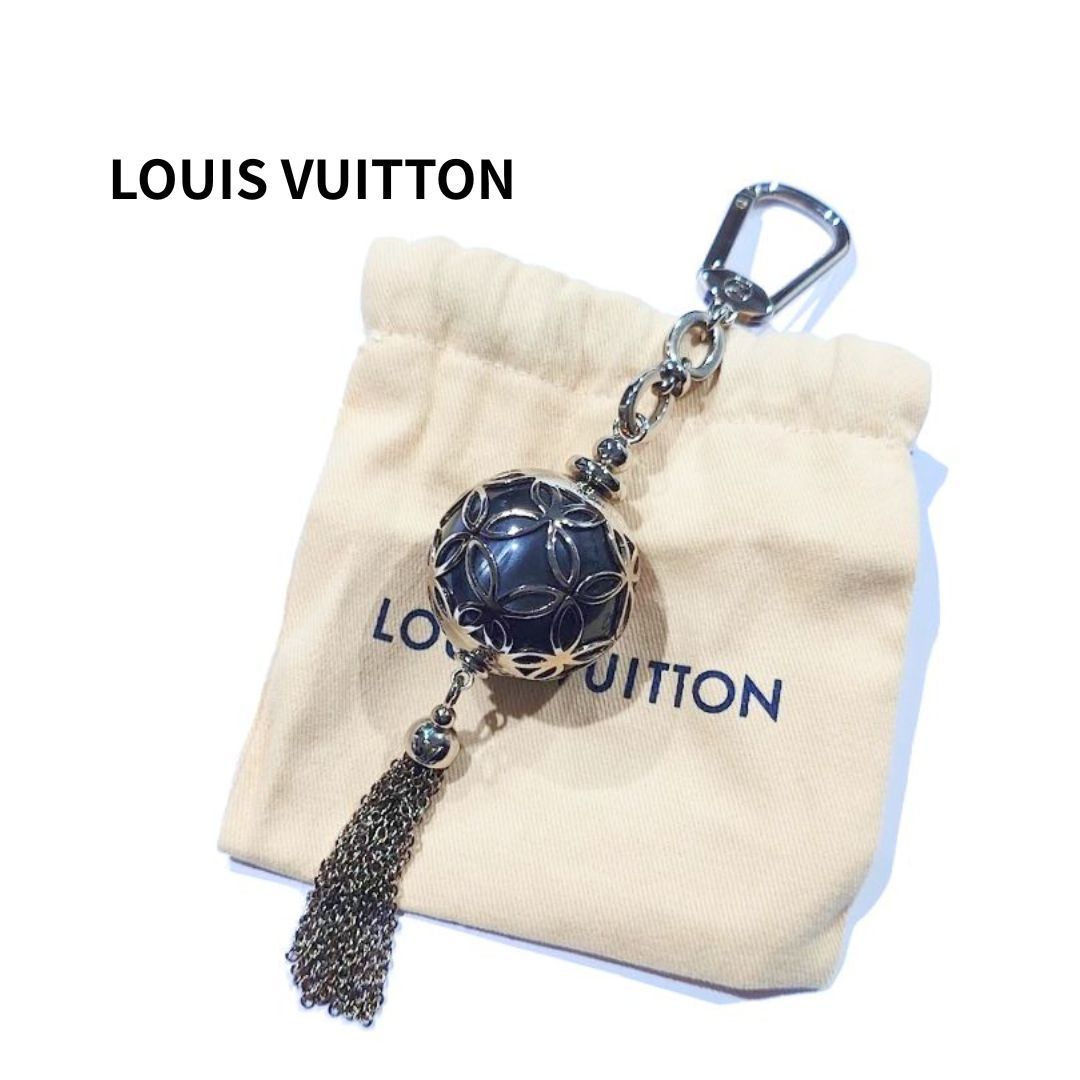 LOUIS VUITTON ルイ ヴィトン LV ポルト クレ アイスボール チャーム キーホルダー M66789 ブラック シルバー