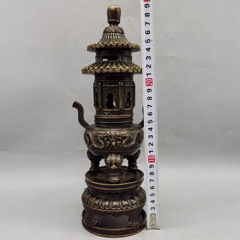 双龍戯珠塔香炉 香道具 仏具 工芸品 美術品 置物 双龍戯珠塔香炉 香道具 仏具 工芸品 美術品 置物 - メルカリ