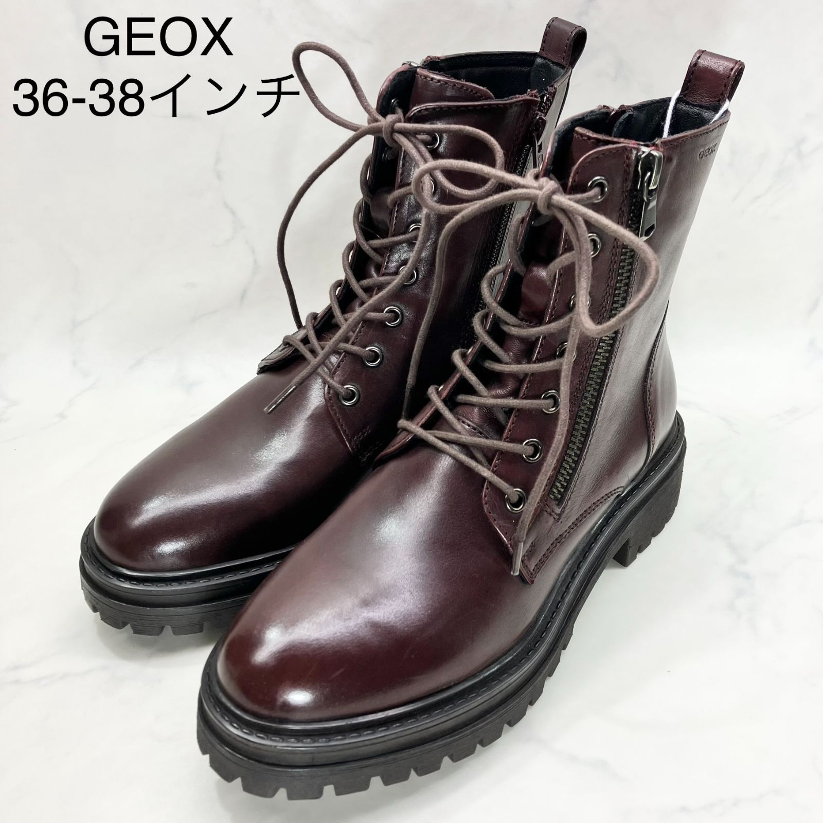 新品 訳あり 】GEOX ジェオックス レースアップブーツ ワイン - メルカリ