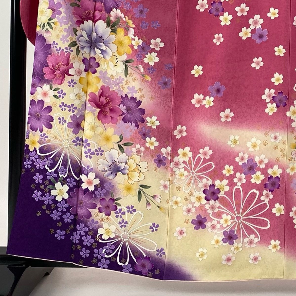 振袖/鼓草花金彩染め分け紫中古美品振袖set/身丈167.5裄丈66.5紫成人式 振袖フルセット 身丈162裄65 5 銀彩 椿 牡丹 紫陽花 淡い水色