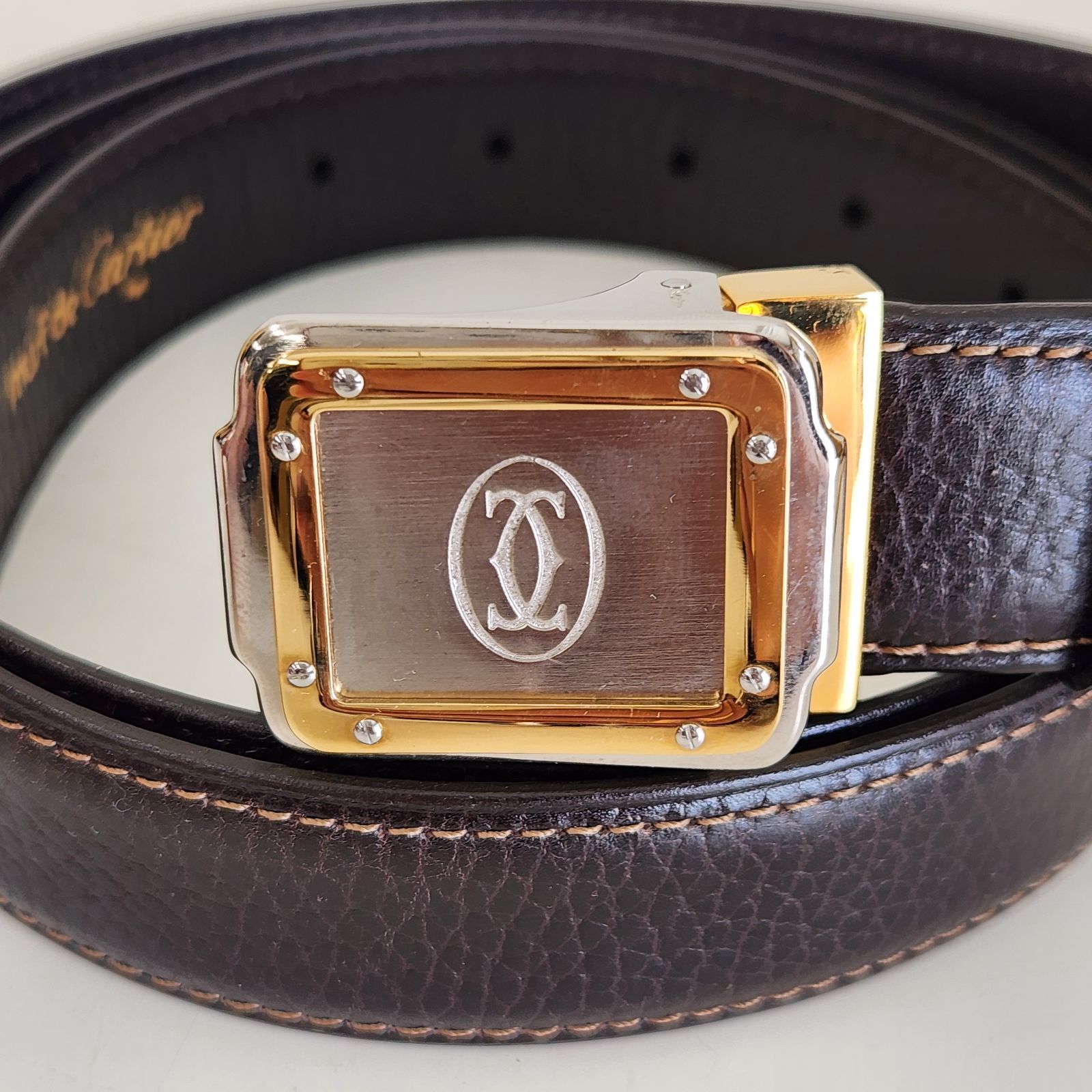Cartier レザーベルト ブラウン CARTIER カルティエ パンテール レザー ベルト 牛革 レディース