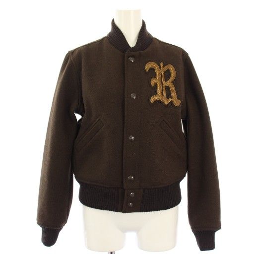 ポロ ラルフローレン POLO RALPH LAUREN ウールブレンド ツイル レターマン ジャケット スタジャン アウター XS ブラウン |TK