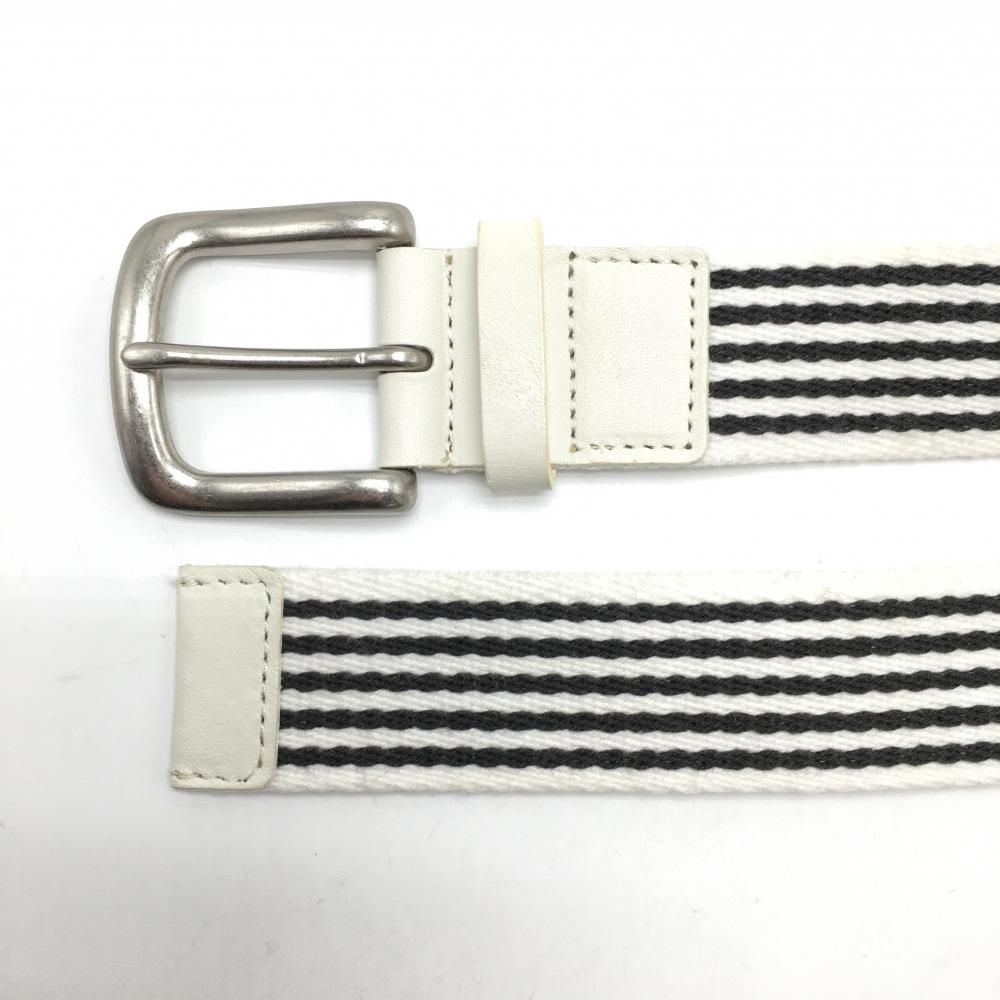 パーリーゲイツ ベルト 白×黒 ボーダー 裏ロゴ 布 メンズ ゴルフ
