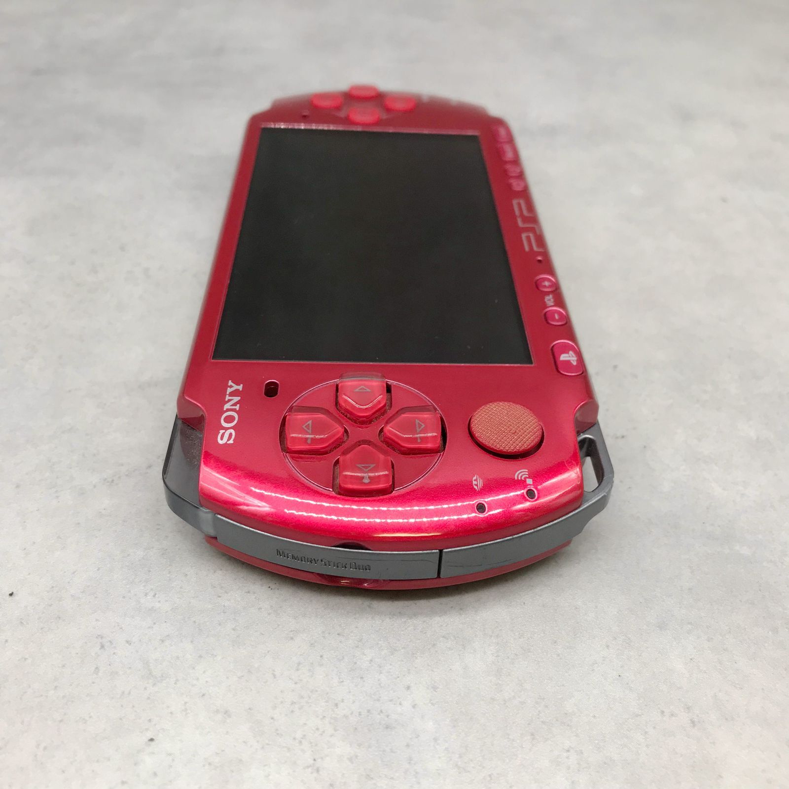 MK72△SONY PSP PSP-3000 本体 赤系 電池パックなし 美品【通電のみ