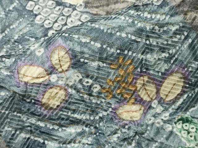 平和屋着物○上質な小紋 総絞り 草花文 金彩 正絹 逸品 CAAX5610gh