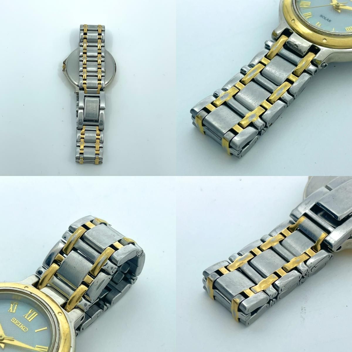 稼働/美品】セイコー 腕時計 V182-0020 ソーラー レディースウォッチ  