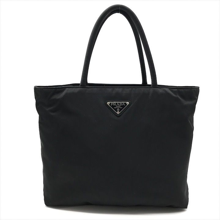 美品 PRADA プラダ テスート ナイロン 三角ロゴ ハンド トート バッグ ブラック k2455