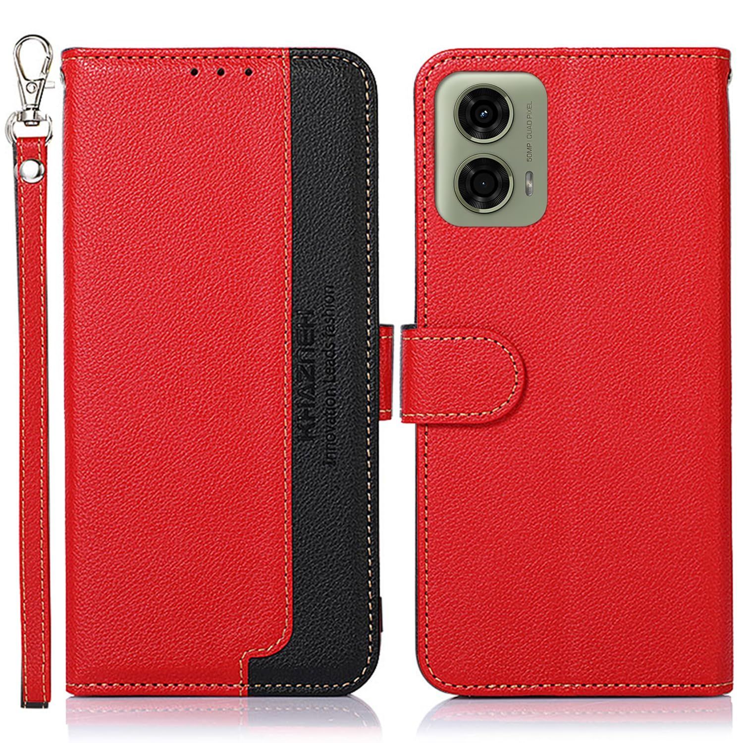 【新着商品】/ G04 用 ケース 手帳型 Moto Moto G24 / G04 手帳 ケース G24 耐衝撃 ストラップ付き [RFIDブロッキング] カード収納 横置きスタンド機能 高級PUレザー (モトローラ) マグネット開閉式 便