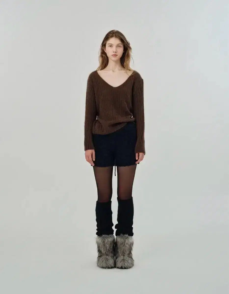 The Barnnet ザ バーネット brown breezy v neck knit 茶色 ニット