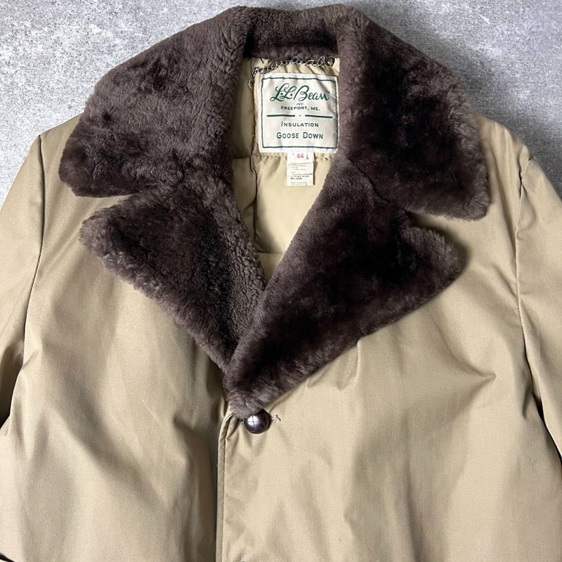 60s 70s 筆記体タグ LLBean 襟ボア グース ダウン コート 44 / 60年代 