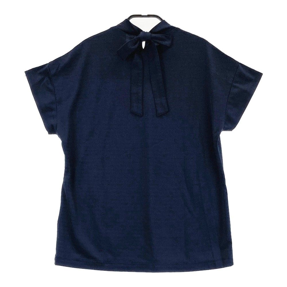 サイズ：1 NEW BALANCE GOLF ニューバランス  リボン付き ハイネック 半袖Tシャツ ボーダー柄 ネイビー系 [240101440530] ゴルフウェア レディース ストスト サイズ：1 NEW BALANCE GOLF ニューバランス リボン付き