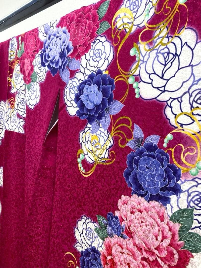 振袖 豪華 刺繍 銀通し 紋意匠 薔薇 身丈171cm
