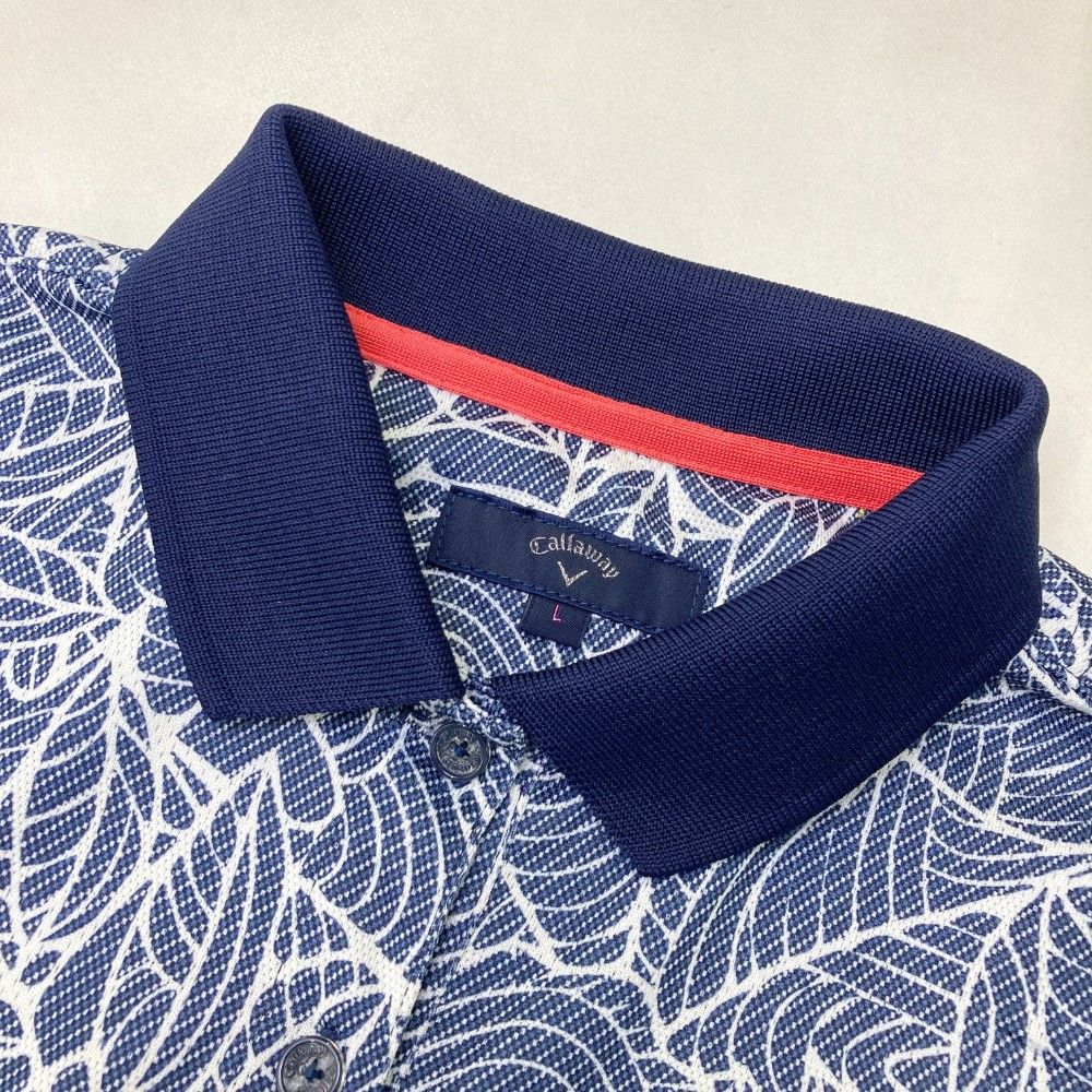 キャロウェイ 半袖 ポロシャツ ボタニカル Mサイズ かざあなメッシュ ボタニカルプリント半袖ポロシャツ(半袖シャツ