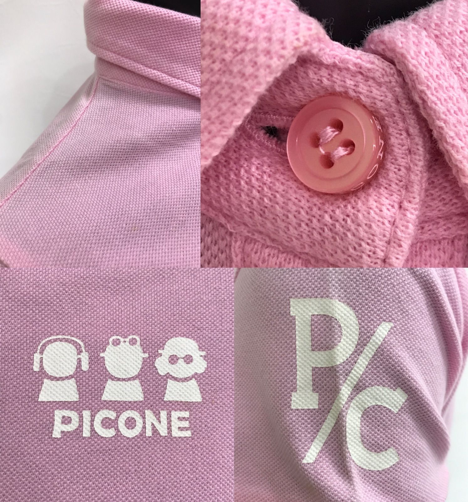 Picone Club ピンク ポロシャツ 襟裏プリントバイカラーポロシャツ|ピッコーネクラブ - ゴルフ