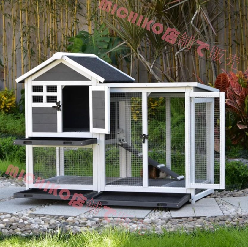  鶏小屋 屋外チキンコープ マルチレベル耐候性鶏舎 巣 き1200 630 950 mm木製家禽ケージ ラン ランプ 金網 取り外し な底 丈夫で丈夫 水で洗える組み立て簡単 鶏用ケージ Gray ハウス ケージ アクセサリー