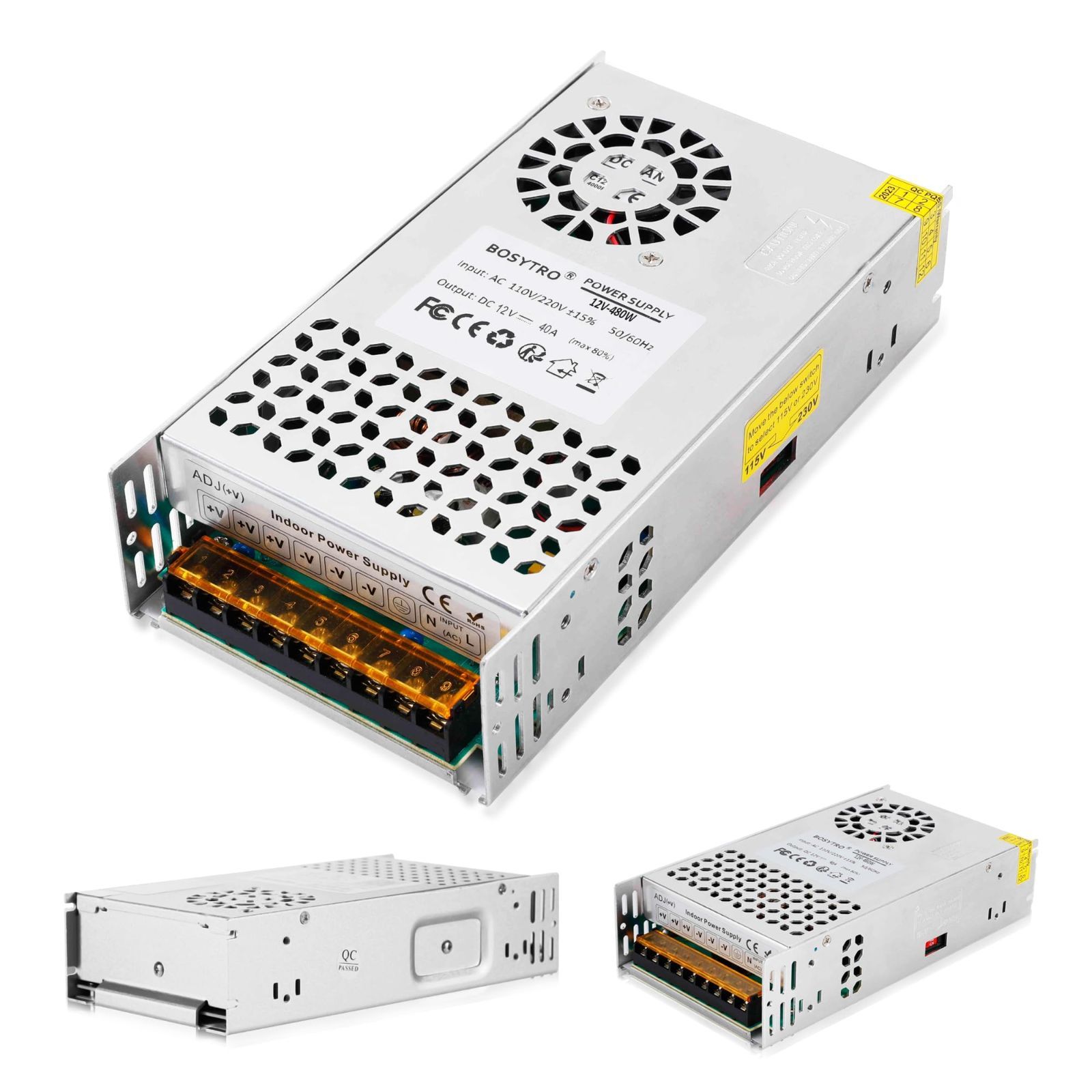 新品 BOSYTRO 12V 40A 480W DC電源の電圧コンバーター、AC 110V/220V スイッチングモード電源(SMPS)、LEDの滑走路端燈、CCTVのカメラのセキュリティシステム、コンピュータプロジェクトのための12v 電源