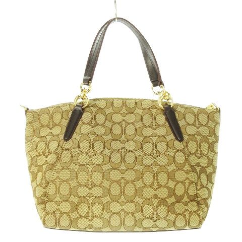 コーチ COACH ハンドバッグ 2way ショルダーバッグ キャンバス レザー