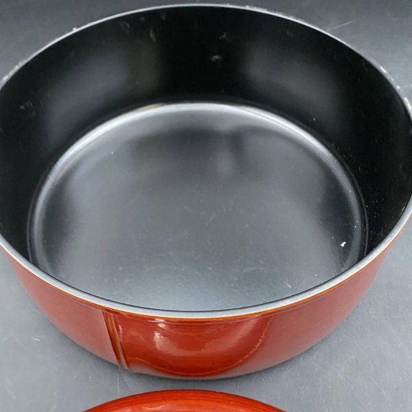 J224保管品 円形 茶櫃 茶びつ 菓子器 木製 漆器 漆塗 煎茶 茶器