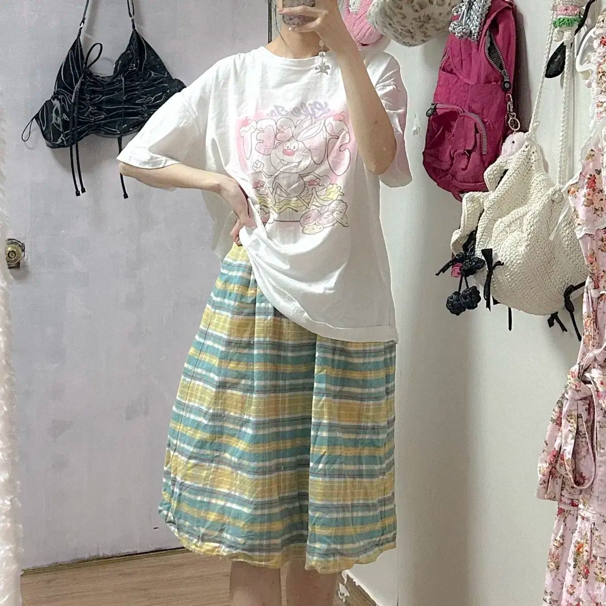 平成姫カジ 古着 オールド LIZ LISA チェック柄 キュロットスカート