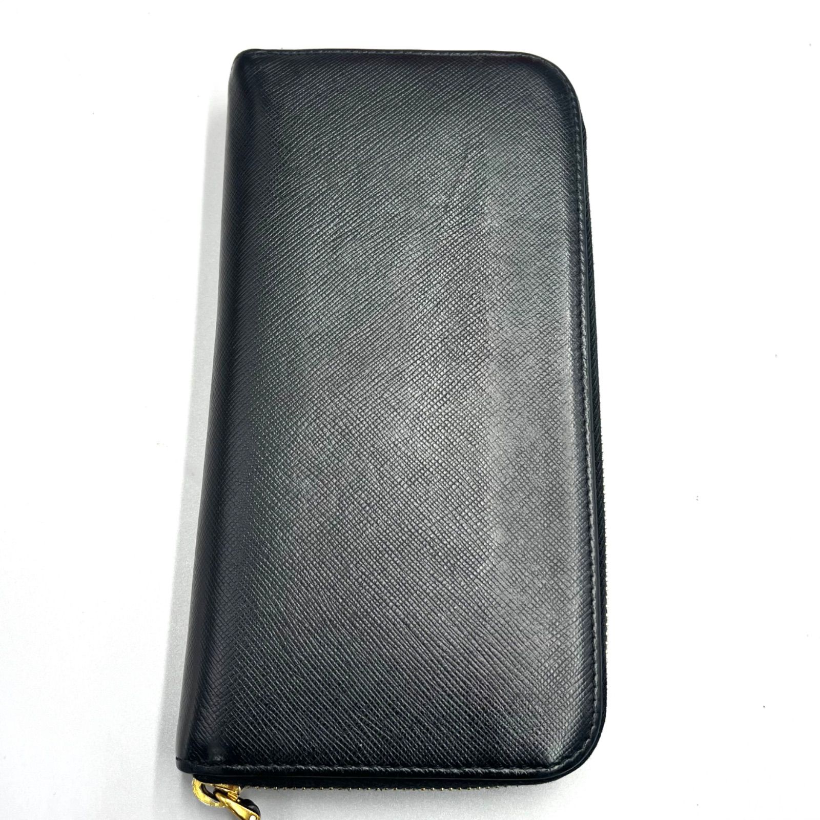 美品☆PRADA プラダ 長財布 ジッピーウォレット 黒ブラック 花柄 