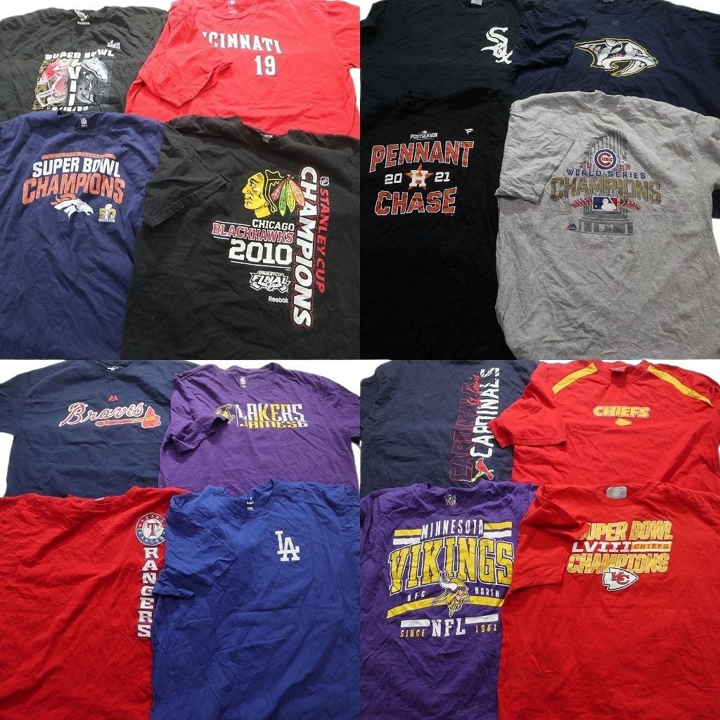 古着卸 プロチーム 半袖Tシャツ 16枚セット メンズ XL MBL カージナルス レンジャース ドジャース 古着 NA2149