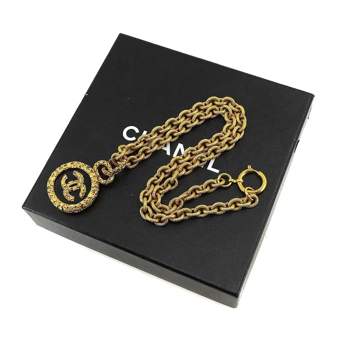 シャネル CHANEL ココマーク 溶岩 ネックレス ゴールド 93A