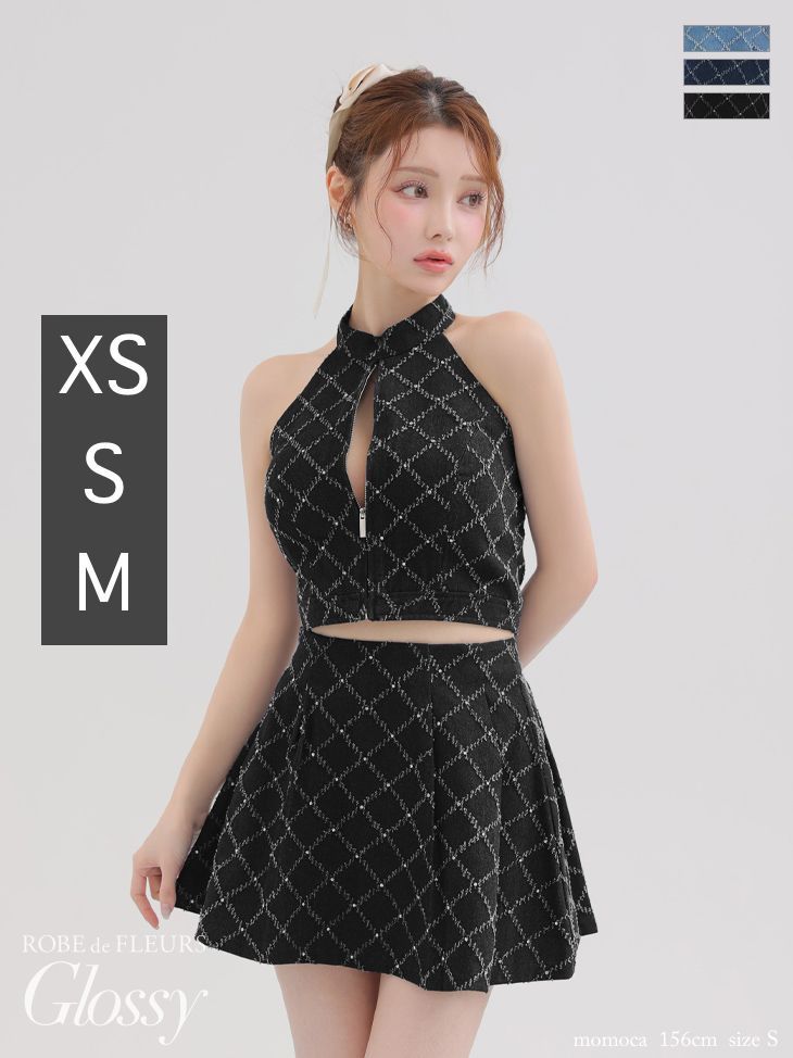 ROBE de FLEURS Glossy 袖ありブラックレースミニドレス ROBE de