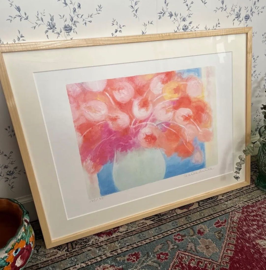 リトグラフ 額入り 版画 ジニー キム 直筆サイン エディション番号あり チューリップ インテリアアート