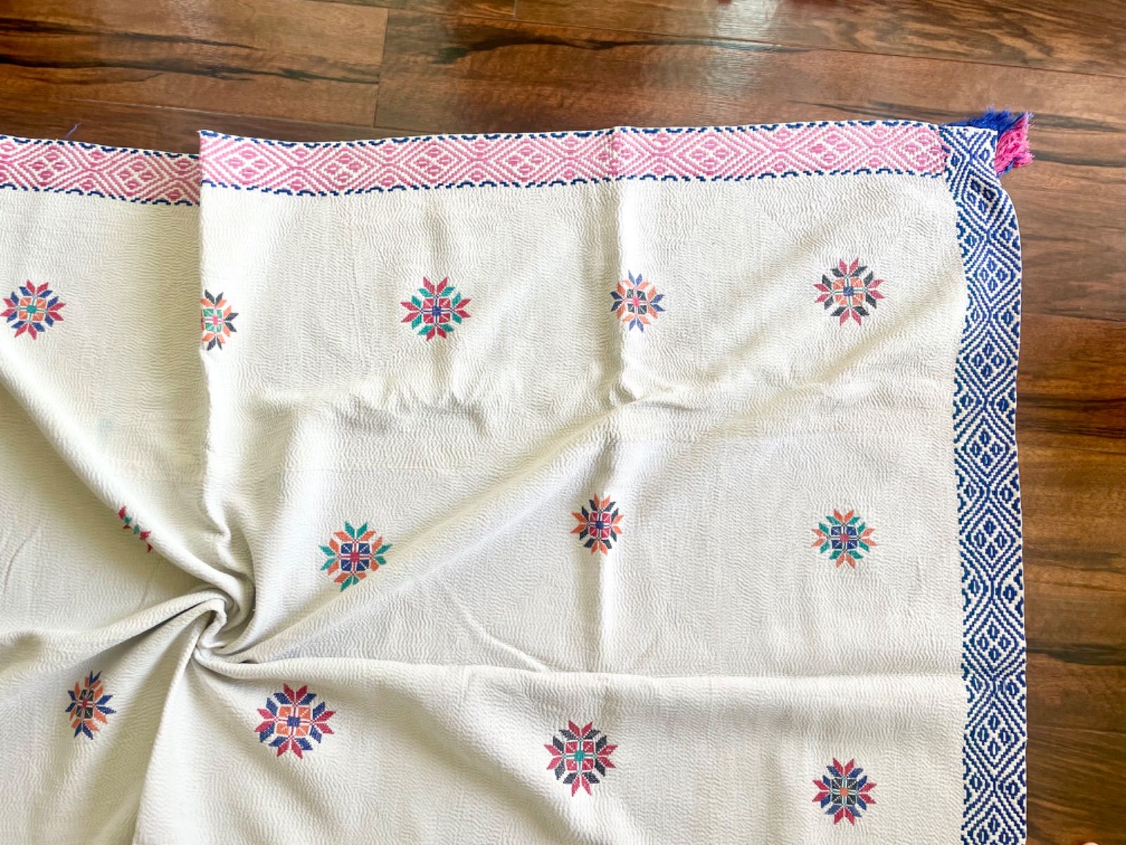 アンティークキルト✴︎刺繍キルト カンタキルト 刺繍ホワイトカンタ キルト模様