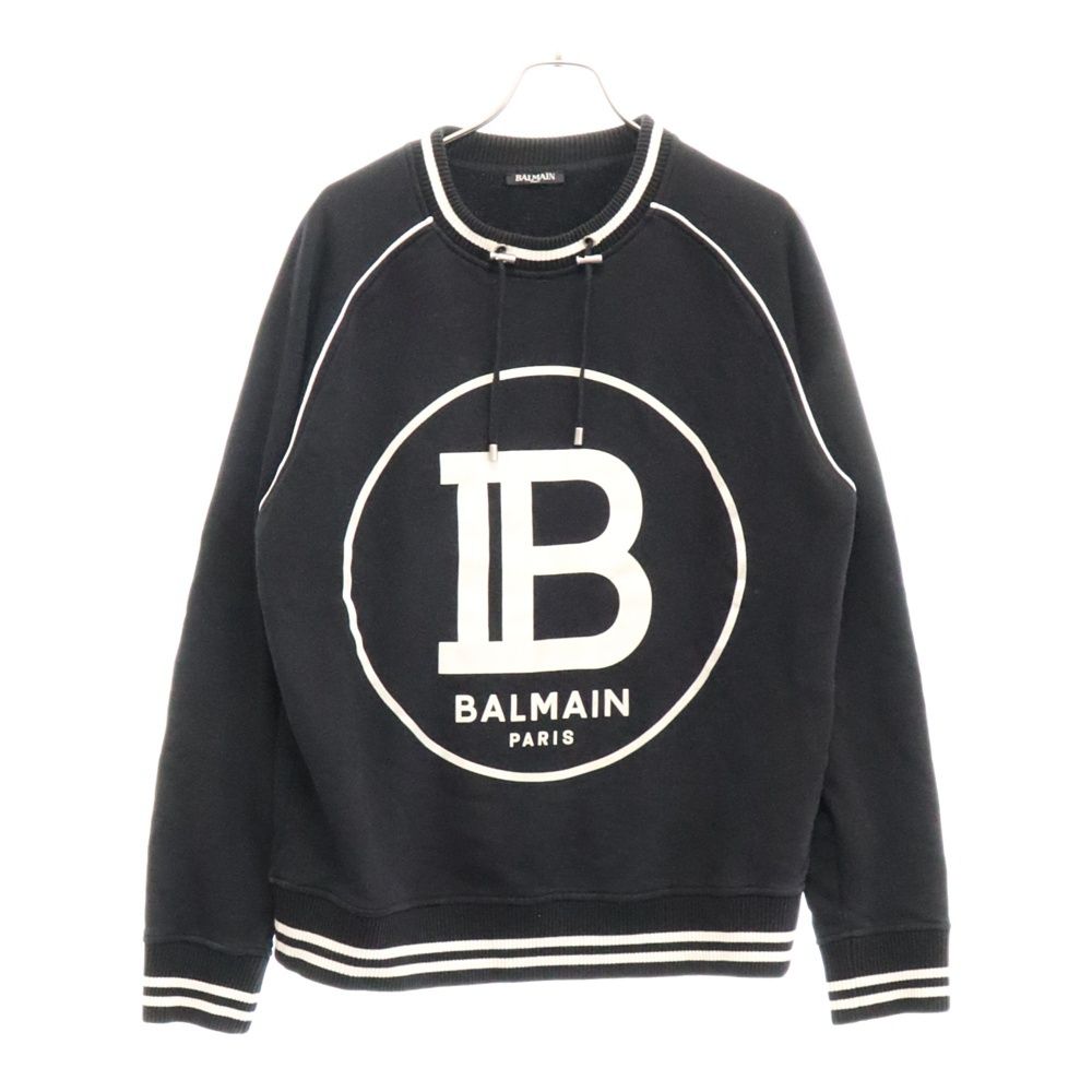 BALMAIN バルマン センターロゴ スウェット トレーナー ブラック　黒 BALMAIN バルマンロゴスウェットトレーナーブラック