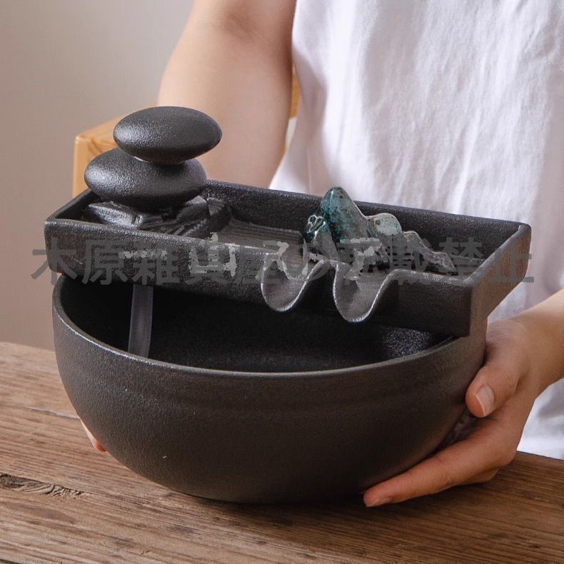 【入手困難】卓上噴水　ブラック　オブジェ 卓上噴水 デスクトップ噴水 室内噴水 流水飾り ミニ噴水 循環水