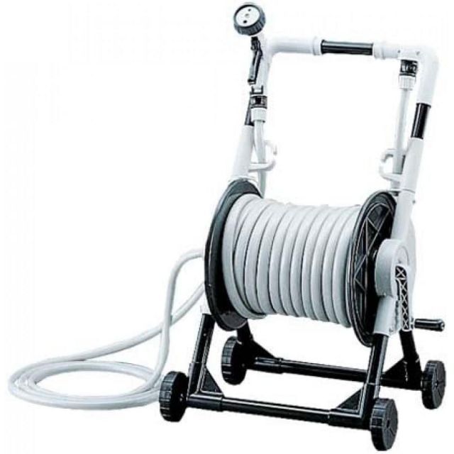 アイリスオーヤマ キャリングホースリール 30M グレー ホース長30ｍ 散水ホース キャスター付 耐圧糸入りホース 水量調節アクアガン