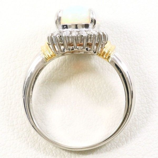 PT900 K18YG リング RING 指輪 13号 オパール 2.11 ダイヤ 0.21 カード