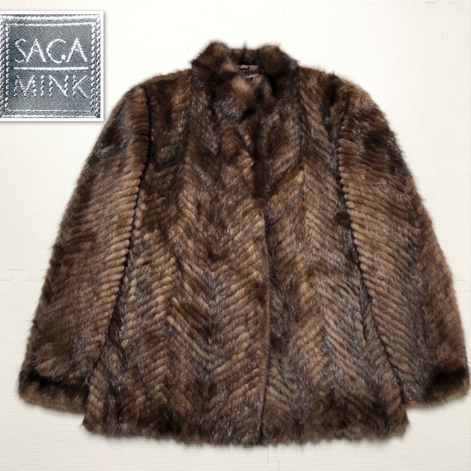 【御予約】【✨美品✨】SAGA MINK ショートコート　ブラウン　銀サガ □美品□銀サガ□ビッグサイズ□SAGA MINK サガミンク ショート