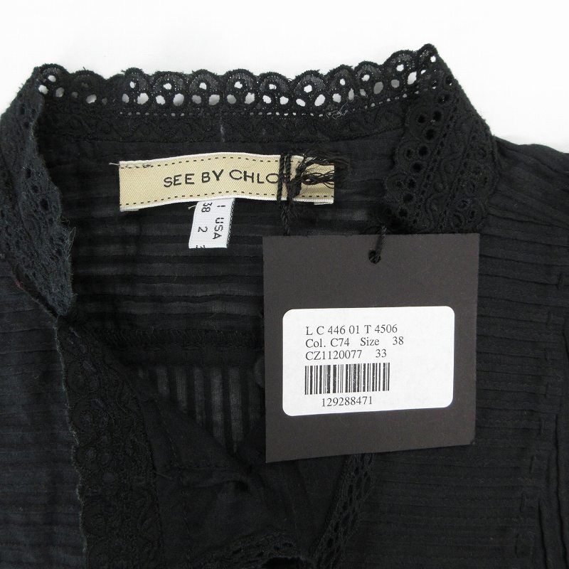 SEE BY CHLOE シアー　ブラック　ブラウス　新品未使用 シーバイクロエ レディース ブラウス SEE BY CHLOE ブランド シャツ