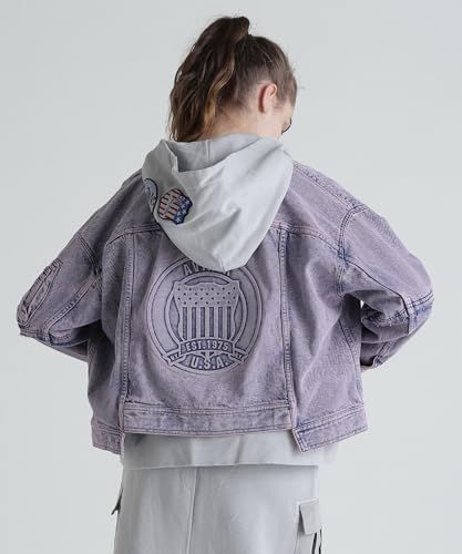 アヴィレックス L S DENIM JACKET エンボス デニム ジャケット レディース F 090 ピンク 783-5152603