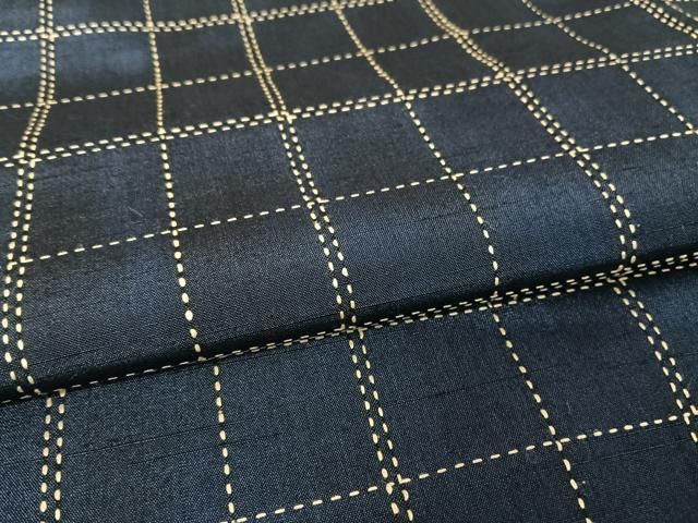 平和屋着物○上質な紬 刺し子 格子 正絹 逸品 AAAU0085np - メルカリ 