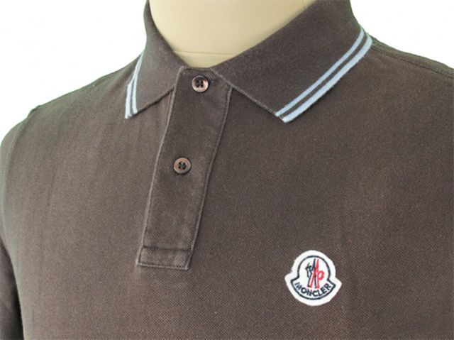 MONCLER グレー ポロシャツ　モンクレール　シャツ　半袖　ワッペン モンクレール ポロシャツ 半袖 カットソー メンズ ♯Sサイズ