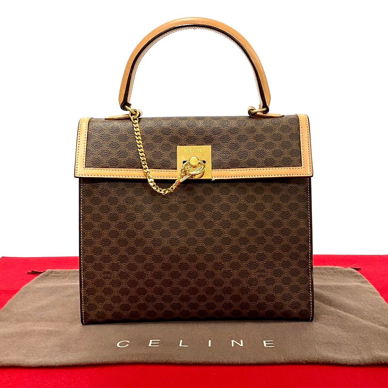 未使用保管品 CELINE セリーヌ マカダム ブラゾン トリオンフ ロゴ 