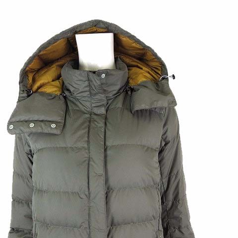 モンベル Montbell ダウンコート トラベルダウンロングコート 1101279 フード ロゴ 刺繍 ジップアップ M カーキ マスタード