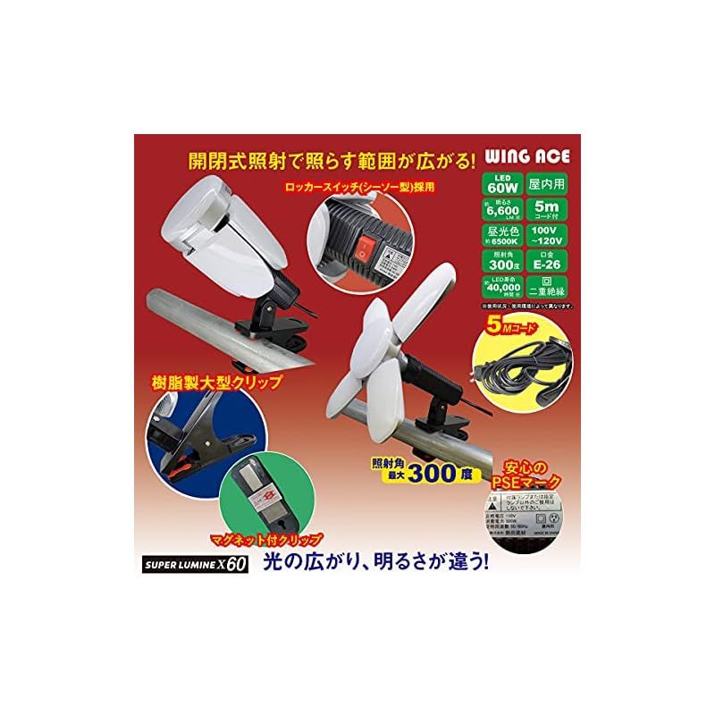 LED電球付屋内用クリップランプ